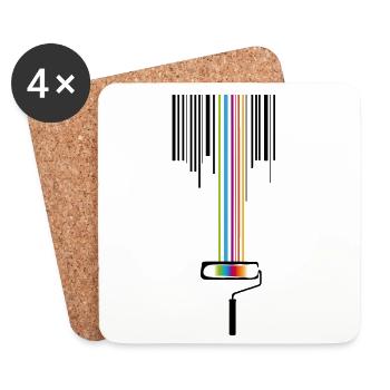 Un rouleau à peindre avec un code à barres - Dessous de verre (lot de 4) - blanc - Devant