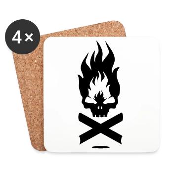 A fire symbol with skull - Coasters (set of 4) - white - Front