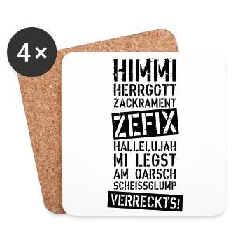 46 Himmi Herrgott ZACKRAMENT ZEFIX HALLELUJAH - Untersetzer (4er-Set) - Weiß - Vorne