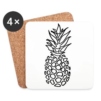 ananas - Dessous de verre (lot de 4) - blanc - Devant