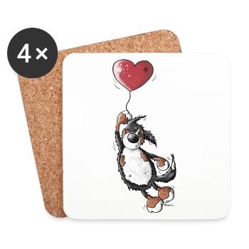 Bouvier bernois avec le coeur - Dessous de verre (lot de 4) - blanc - Devant