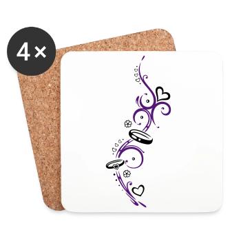 Tribal with Symbols of love - Coasters (set of 4) - white - Front
