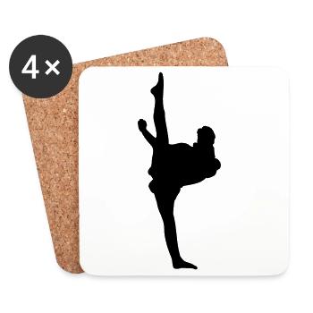 Karate oder Taekwondo High Kick - Untersetzer (4er-Set) - Weiß - Vorne