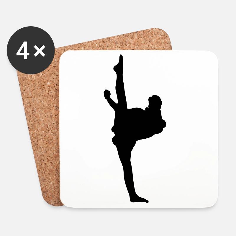 Karate oder Taekwondo High Kick - Untersetzer (4er-Set) - Weiß