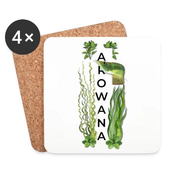 Silver Arowana Monster Fish Planted Aquarium - Coasters (set of 4) - white - Front