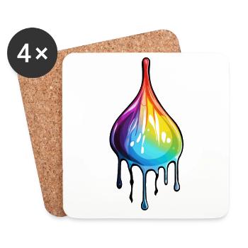 Rainbow Color Drops - Coasters (set of 4) - white - Front