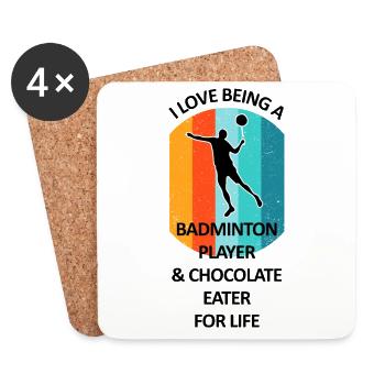 Badminton Badminton Badminton Player Chocolate - Coasters (set of 4) - white - Front