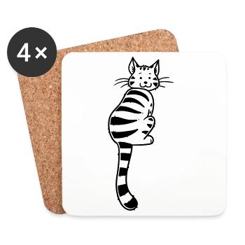 Cartoon Kitten - Untersetzer (4er-Set) - Weiß - Vorne