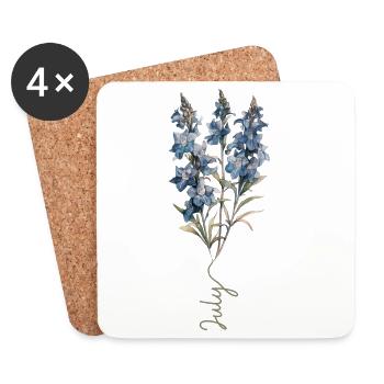 Design floral bleu et blanc - Dessous de verre (lot de 4) - blanc - Devant