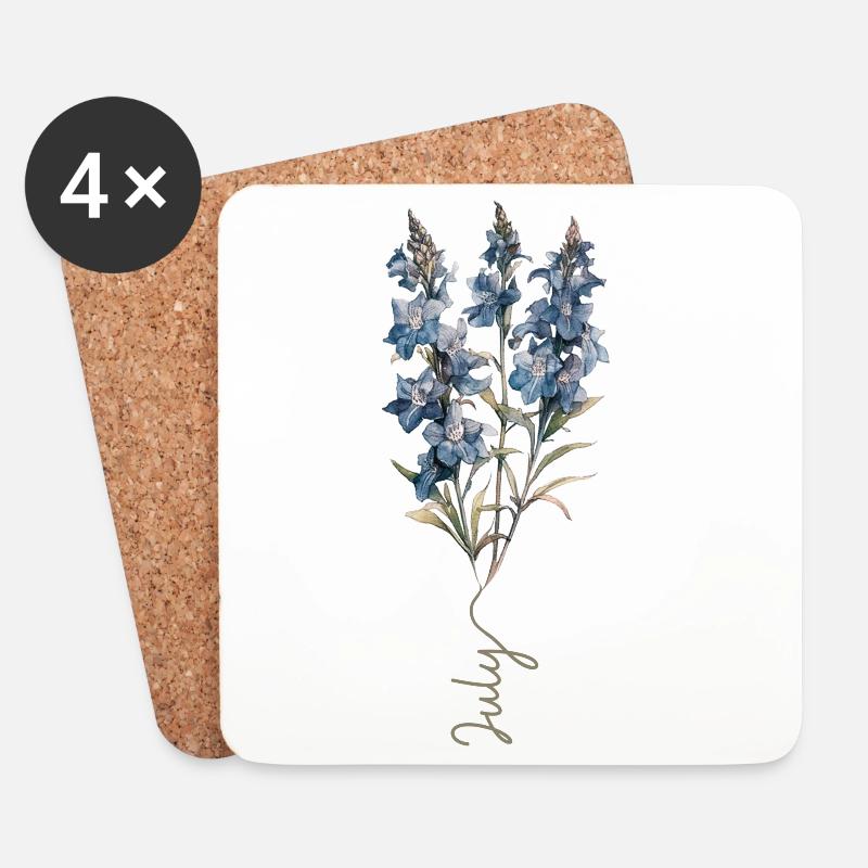 Blaues und weißes Blumendesign - Untersetzer (4er-Set) - Weiß