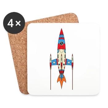 Fusée super rapide - Dessous de verre (lot de 4) - blanc - Devant