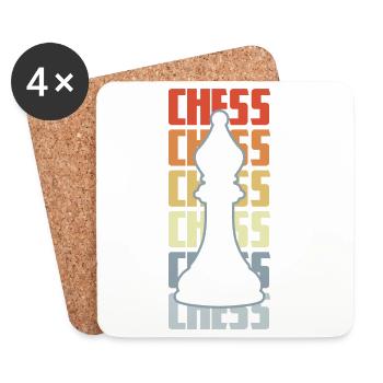 Échecs vintage - Dessous de verre (lot de 4) - blanc - Devant