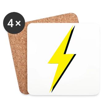 Yellow and black lightning bolt - Coasters (set of 4) - white - Front