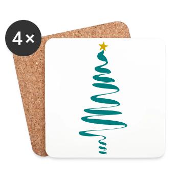 WEIHNACHTEN. FROHE WEIHNACHTEN. FROHE WEIHNACHTEN. WEIHNACHTSMANN - Untersetzer (4er-Set) - Weiß - Vorne