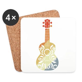 Ukulele Grafik Retro - Untersetzer (4er-Set) - Weiß - Vorne