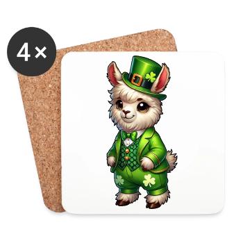 Süßes Llama St. Patrick's Day Cartoon - Untersetzer (4er-Set) - Weiß - Vorne