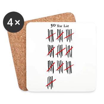 Abstract Red and Black Line Art - Coasters (set of 4) - white - Front