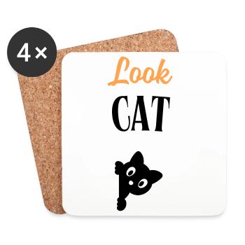 Look Cat - Dessous de verre (lot de 4) - blanc - Devant