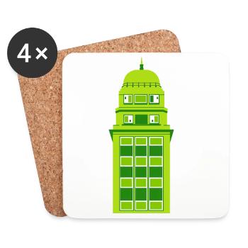 Horloge Tour Verte Rétro - Dessous de verre (lot de 4) - blanc - Devant