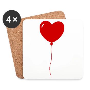 Minimalistischer roter Herzballon - Untersetzer (4er-Set) - Weiß - Vorne