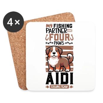 Pêche et Aïdi - Dessous de verre (lot de 4) - blanc - Devant