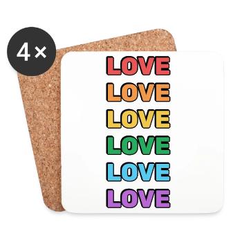 Rainbow Love Word Pattern - Coasters (set of 4) - white - Front