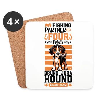 Pêche et chien courant du Jura - Dessous de verre (lot de 4) - blanc - Devant