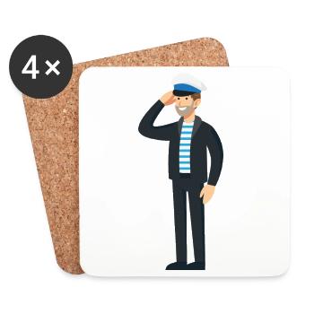 Nautic Design Maritime Striped Saluting Captain - Coasters (set of 4) - white - Front