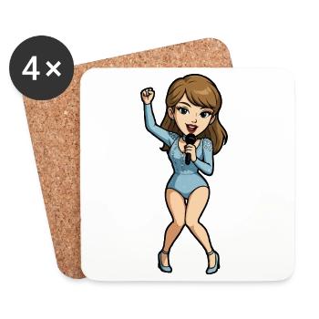 Singer Dancer Cartoon - Coasters (set of 4) - white - Front