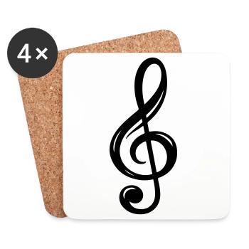 Notenschlüssel Symbol - Untersetzer (4er-Set) - Weiß - Vorne