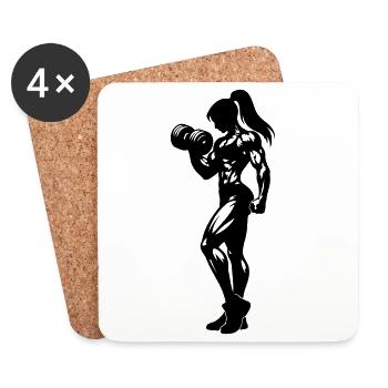 Bodybuilder Frau Fitness - Untersetzer (4er-Set) - Weiß - Vorne