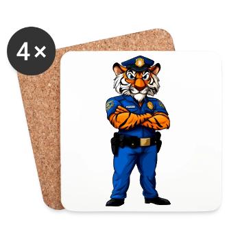 Police du Tigre / Policière Tigre - Dessous de verre (lot de 4) - blanc - Devant