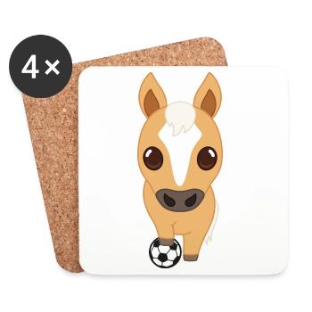 Dessin animé du cheval de football - Dessous de verre (lot de 4) - blanc - Devant