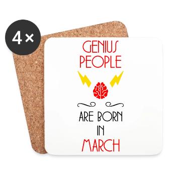 les génies naissent en Mars - Cadeau de Naissance - Dessous de verre (lot de 4) - blanc - Devant