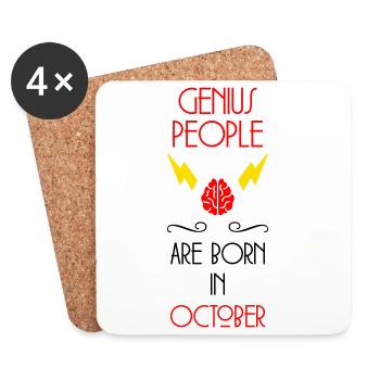Genie Born October Baby Gift - Coasters (set of 4) - white - Front