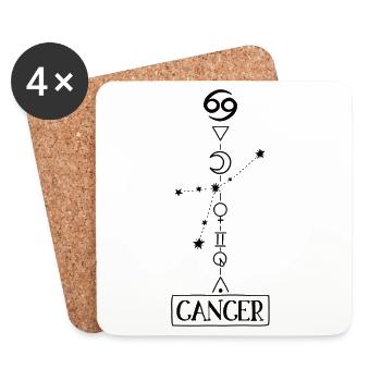 Cancer - Krebs Sternzeichen - schwarz - Untersetzer (4er-Set) - Weiß - Vorne