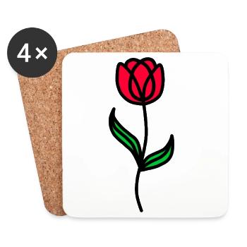 Minimalist Tulip - Coasters (set of 4) - white - Front