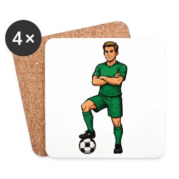 Grünes Fußballheld-Trikot - Untersetzer (4er-Set) - Weiß - Vorne