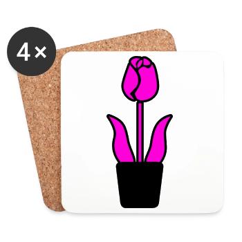 Blume - Untersetzer (4er-Set) - Weiß - Vorne