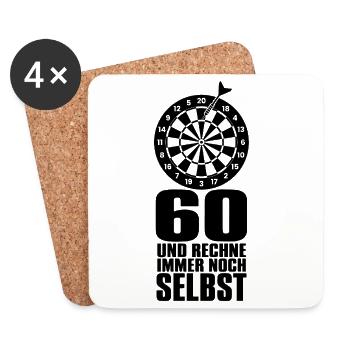 Dartspieler 60 Jahre – Geschenk für Opa & Papa - Untersetzer (4er-Set) - Weiß - Vorne