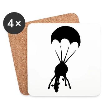 Giraffe with parachute graffiti urban art - Coasters (set of 4) - white - Front