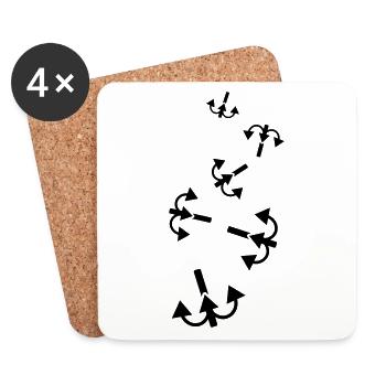 Icône de pêcheur à la ligne - Dessous de verre (lot de 4) - blanc - Devant