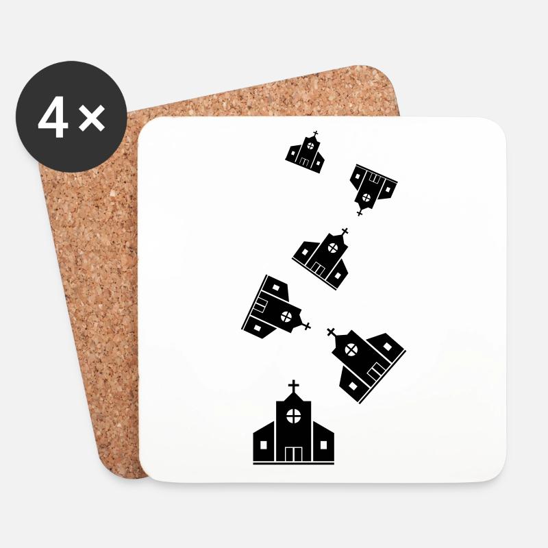 Kirche - Untersetzer (4er-Set) - Weiß