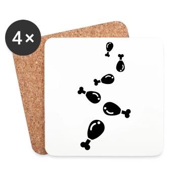Chicken icon symbol - Coasters (set of 4) - white - Front