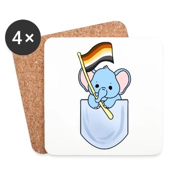 Éléphant en poche Gay Bear Pride - Dessous de verre (lot de 4) - blanc - Devant