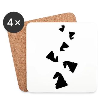 Pièce d’échecs pour chevaux - Dessous de verre (lot de 4) - blanc - Devant
