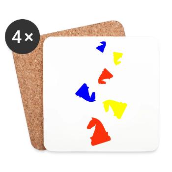 Pièce d’échecs pour chevaux - Dessous de verre (lot de 4) - blanc - Devant