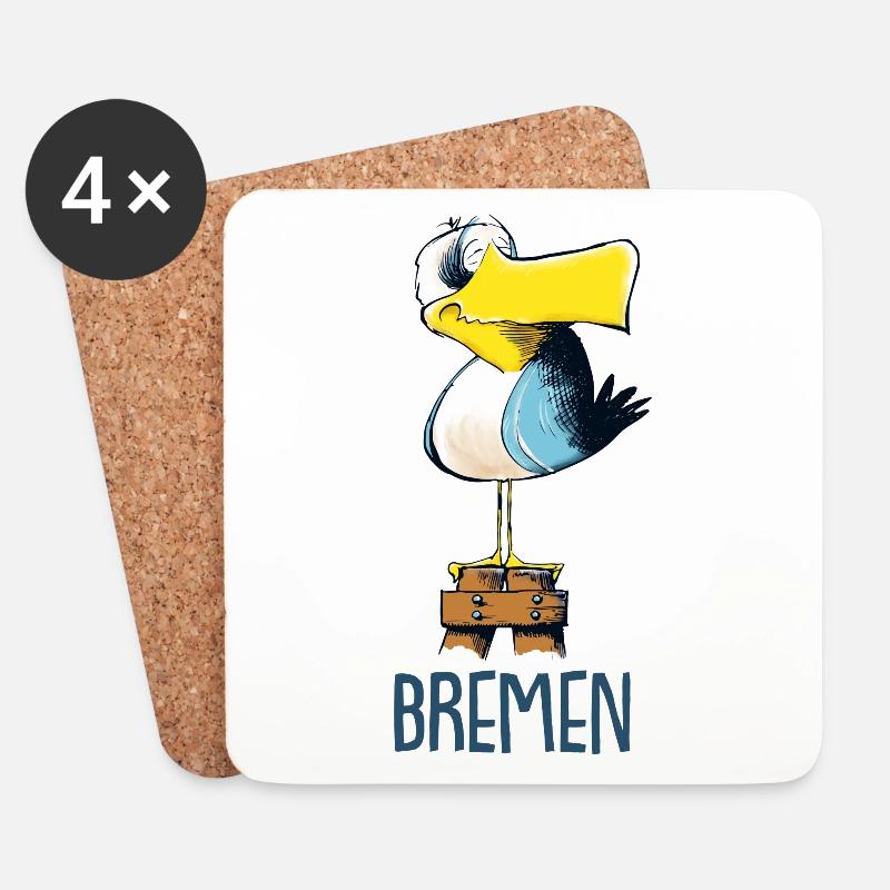 lustige Moewe aus Bremen - Untersetzer (4er-Set) - Weiß
