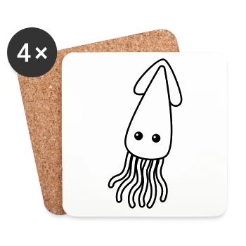 Squid Comic Animal - Coasters (set of 4) - white - Front