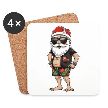 Weihnachtsmann Urlaub Santa - Untersetzer (4er-Set) - Weiß - Vorne